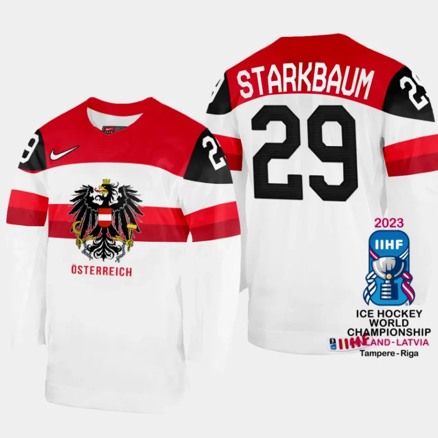 australia hockey bernhard starkbaum 2023 iihf world championship home jersey white