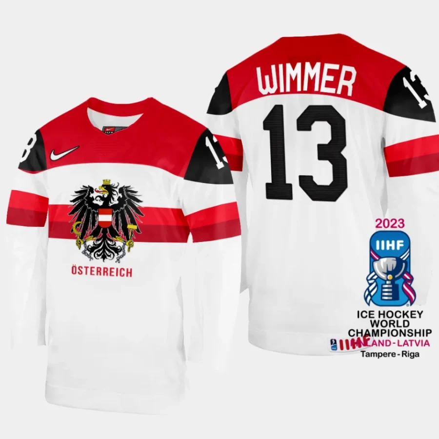 australia hockey philipp wimmer 2023 iihf world championship home jersey white