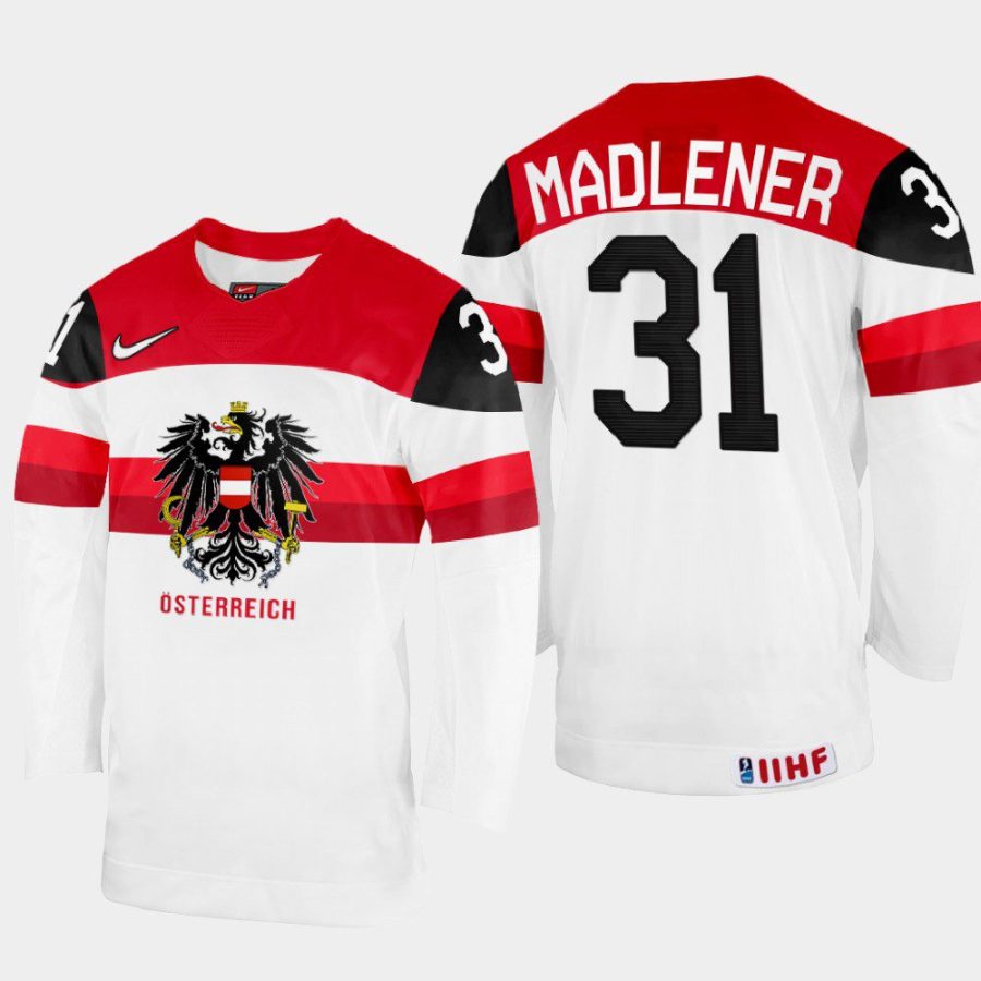 austria hockey david madlener 2022 iihf world championship home jersey white