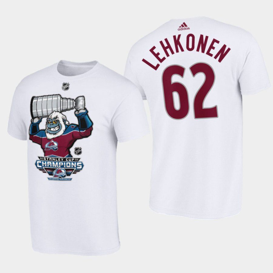 avalanche artturi lehkonen white cartoon 2022 stanley cup champions t shirt