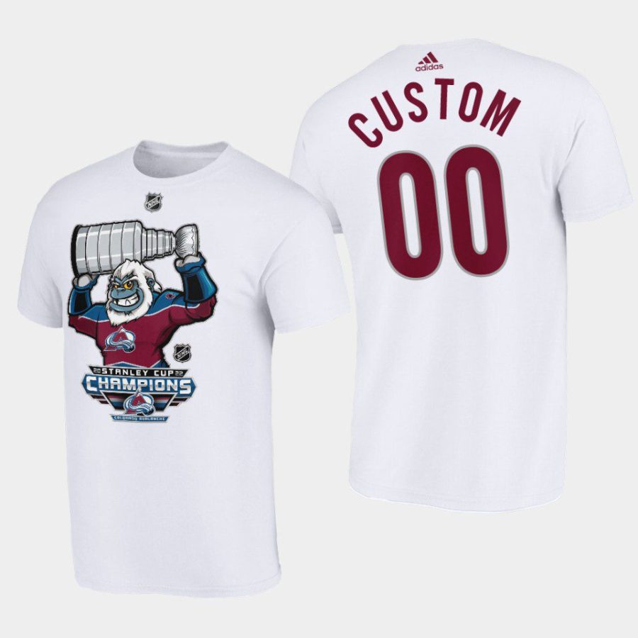 avalanche custom white cartoon 2022 stanley cup champions t shirt