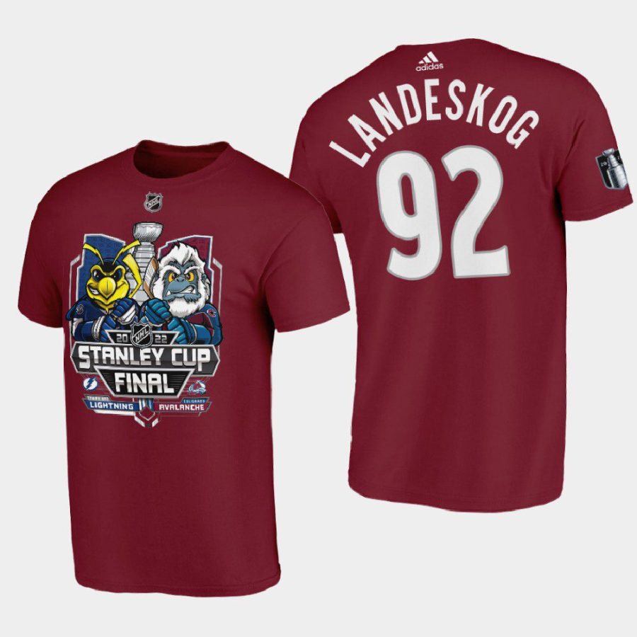 avalanche gabriel landeskog burgundy 2022 stanley cup final matchup mascot tee