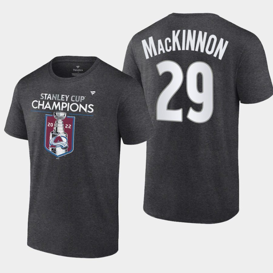 avalanche nathan mackinnon charcoal locker room 2022 stanley cup champions t shirt