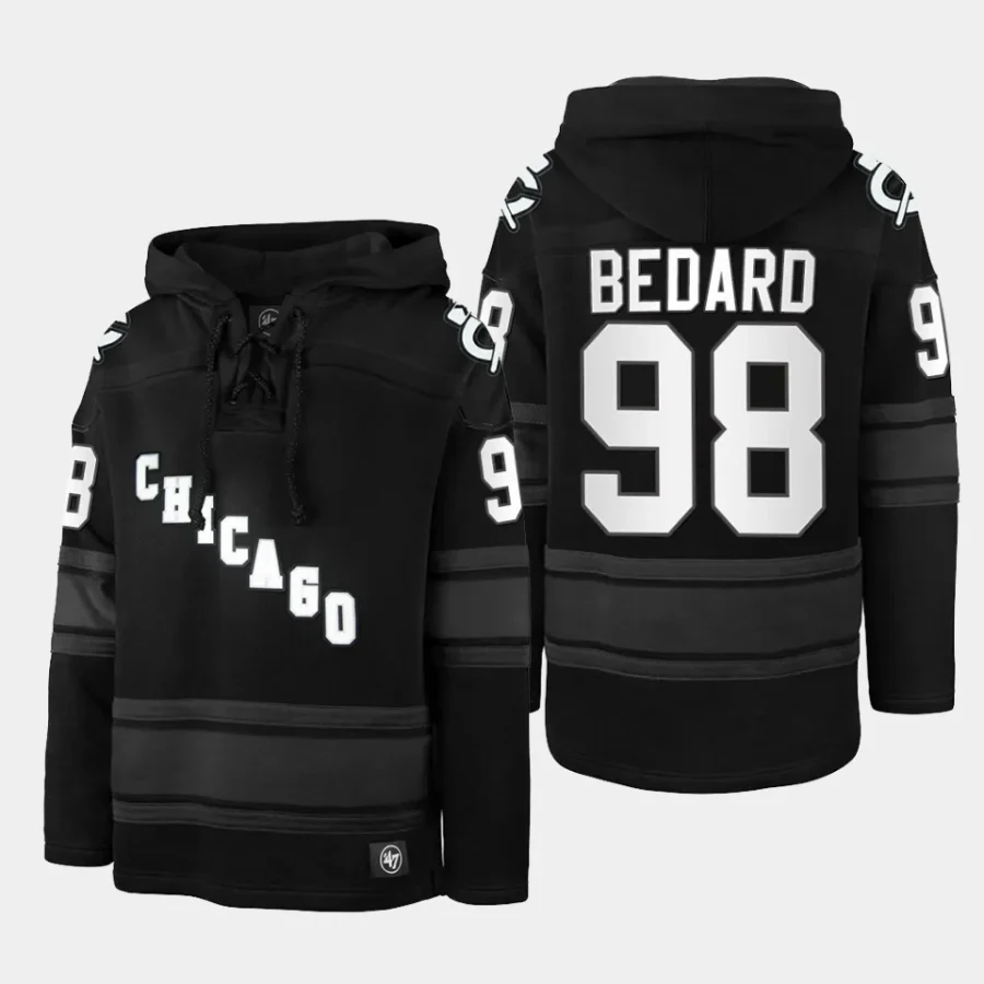 blackhawks connor bedard anthracite stadium lights superior lacer hoodie