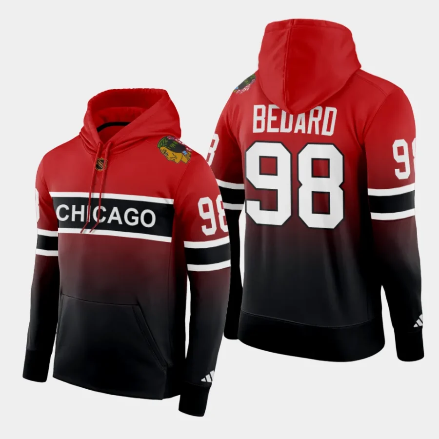 blackhawks connor bedard red black reverse retro 2.0 special edition pullover hoodie