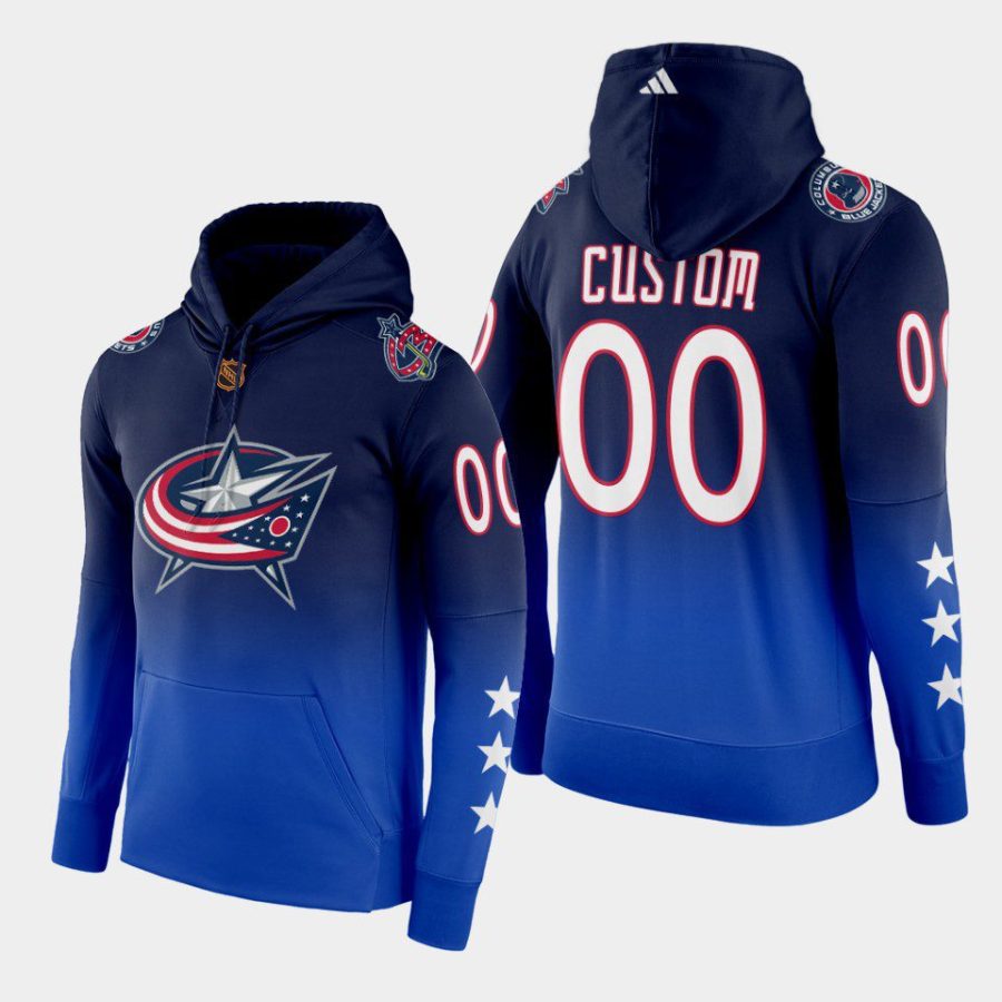 blue jackets custom blue reverse retro 2.0 color crash hoodie