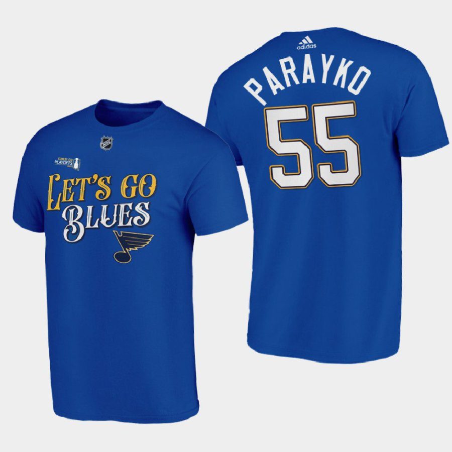 blues colton parayko blue 2022 stanley cup playoffs lets go tee