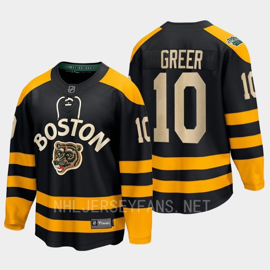 boston bruins a.j. greer 2023 winter classic breakaway jersey black