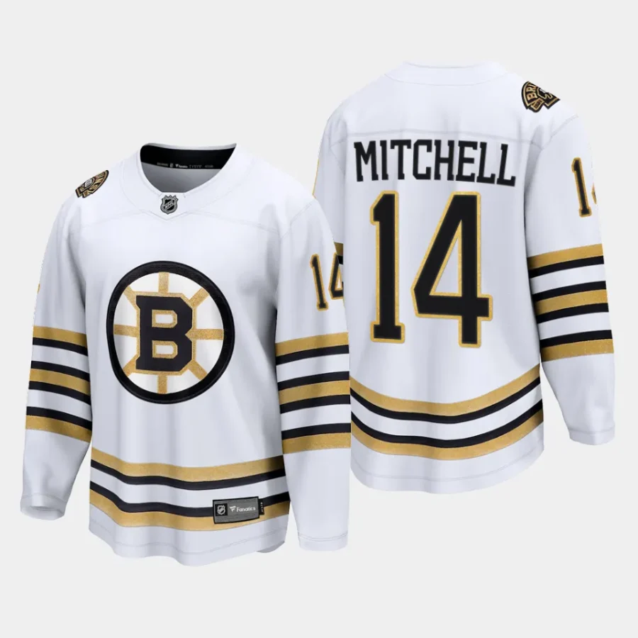 boston bruins ian mitchell 100th anniversary 2023 24 premier breakaway player jersey white