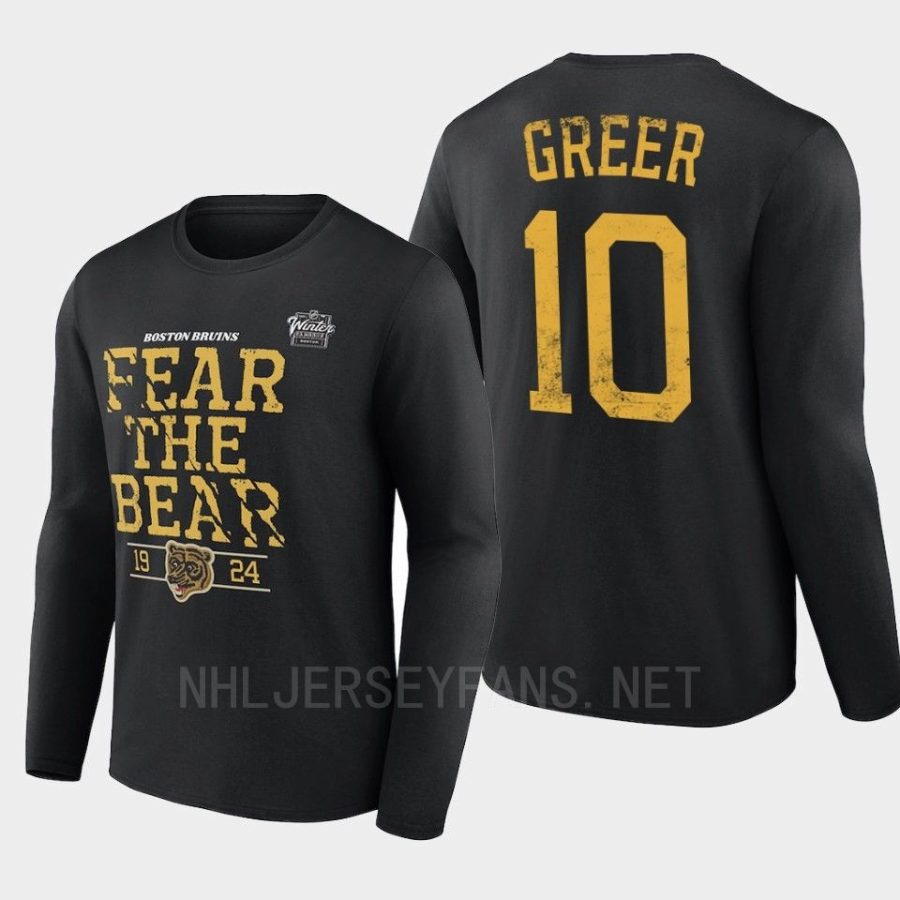 bruins a.j. greer black 2023 nhl winter classic long sleeve local t shirt