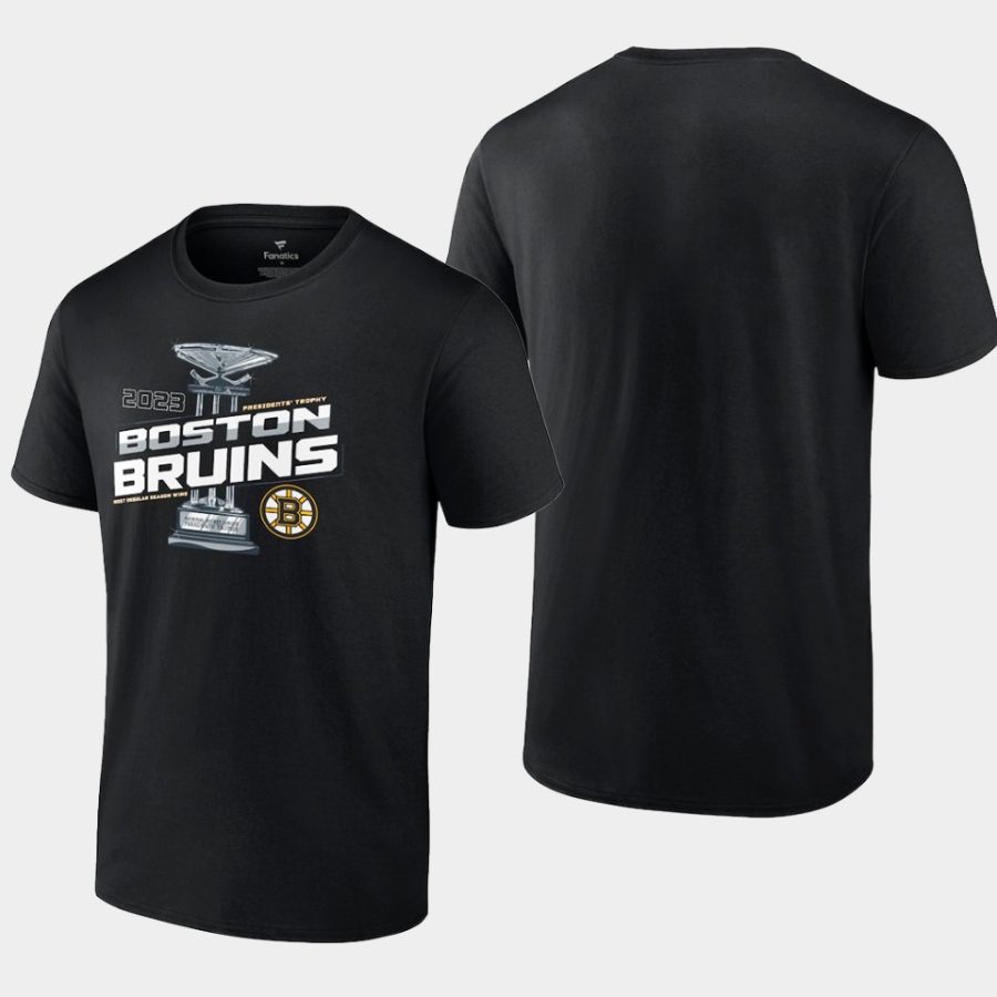 bruins black 2023 presidents trophy t shirt