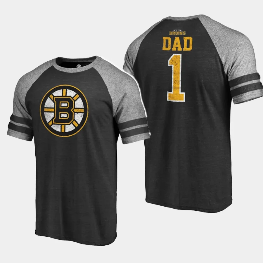 bruins black fathers day greatest dad raglan tri blend t shirt