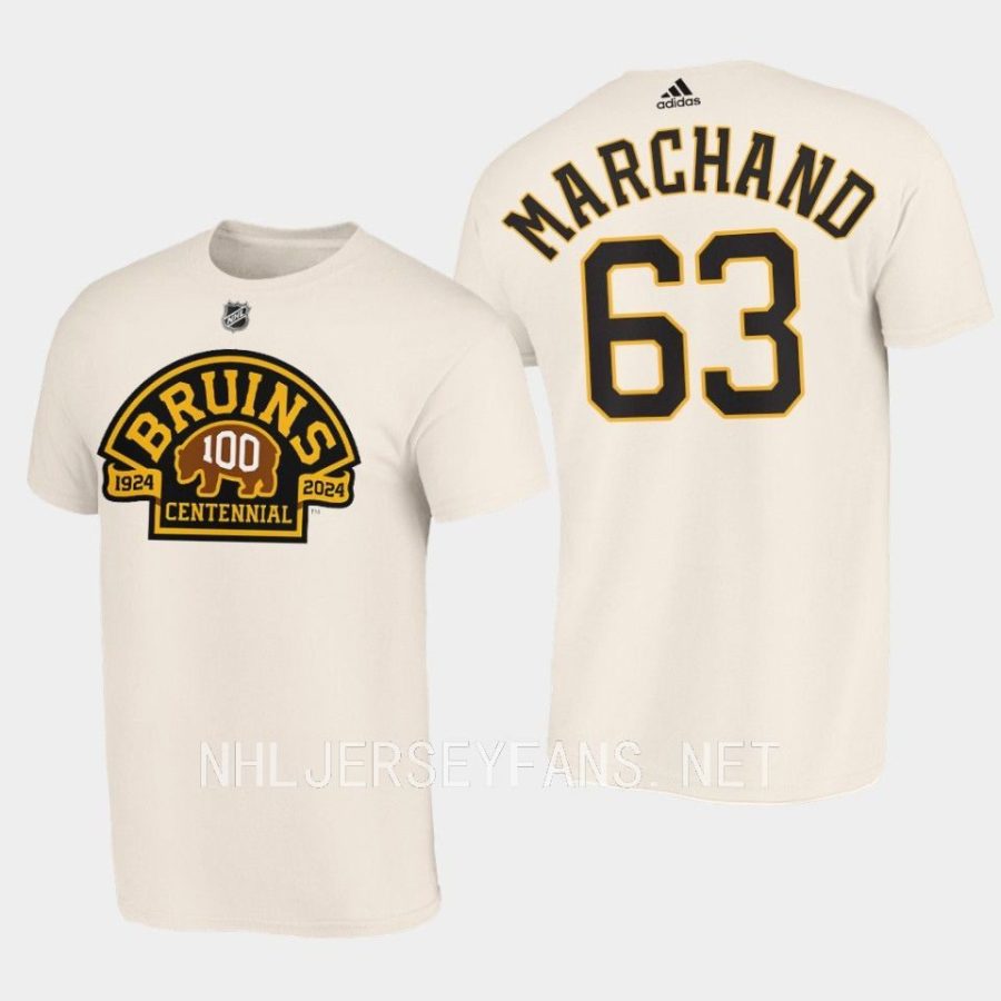 bruins brad marchand cream 100th centennial t shirt