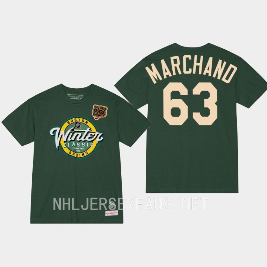 bruins brad marchand green lockup tee 2023 winter classic t shirt