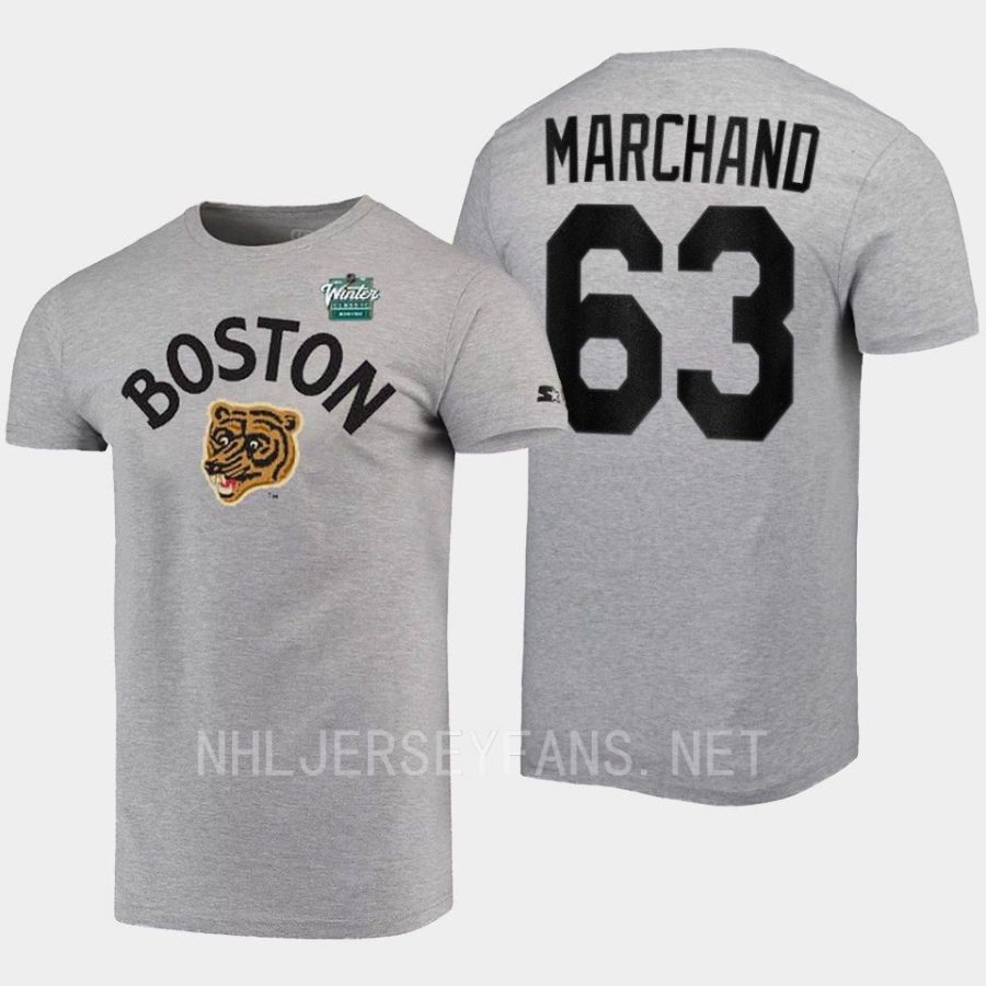 bruins brad marchand grey logo 2023 winter classic t shirt