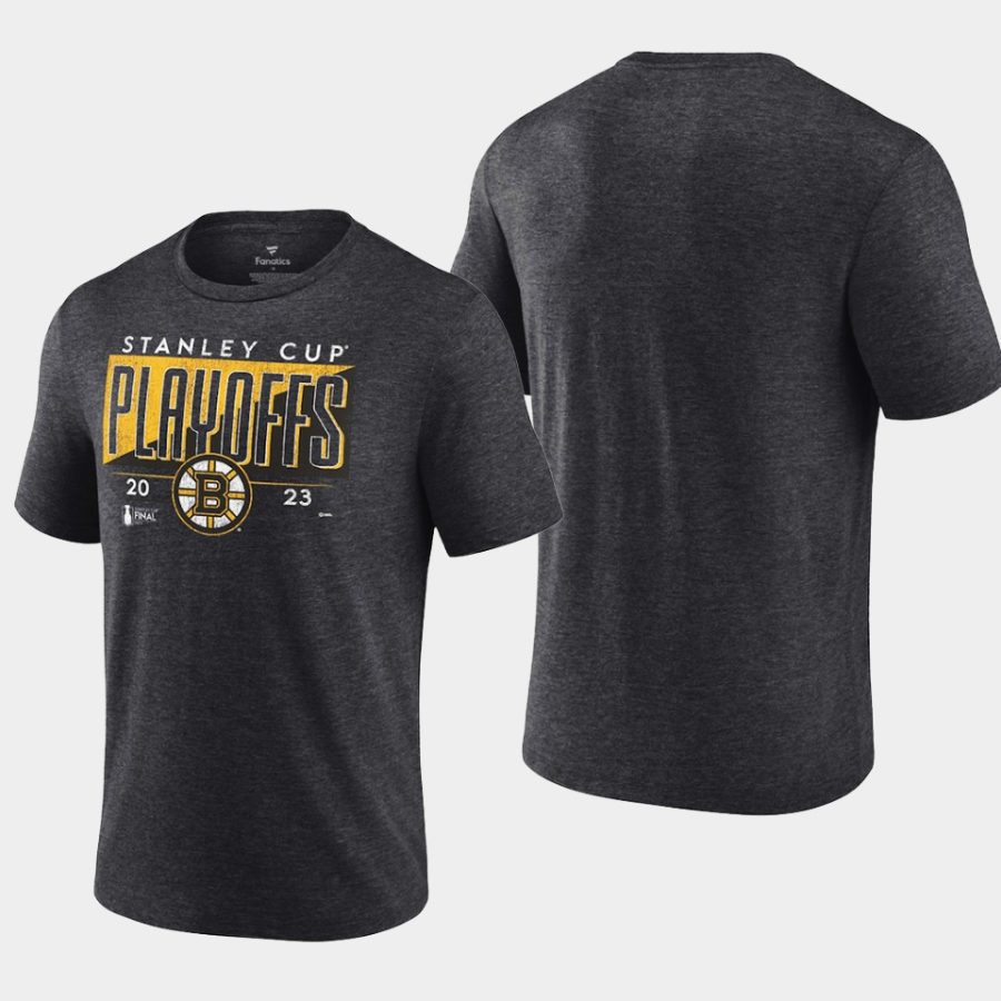 bruins charcoal 2023 stanley cup playoffs tri blend t shirt