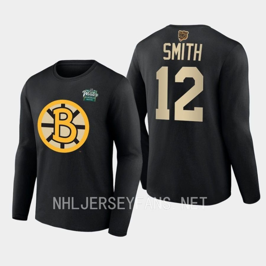 bruins craig smith black 2023 winter classic primary logo long sleeve t shirt