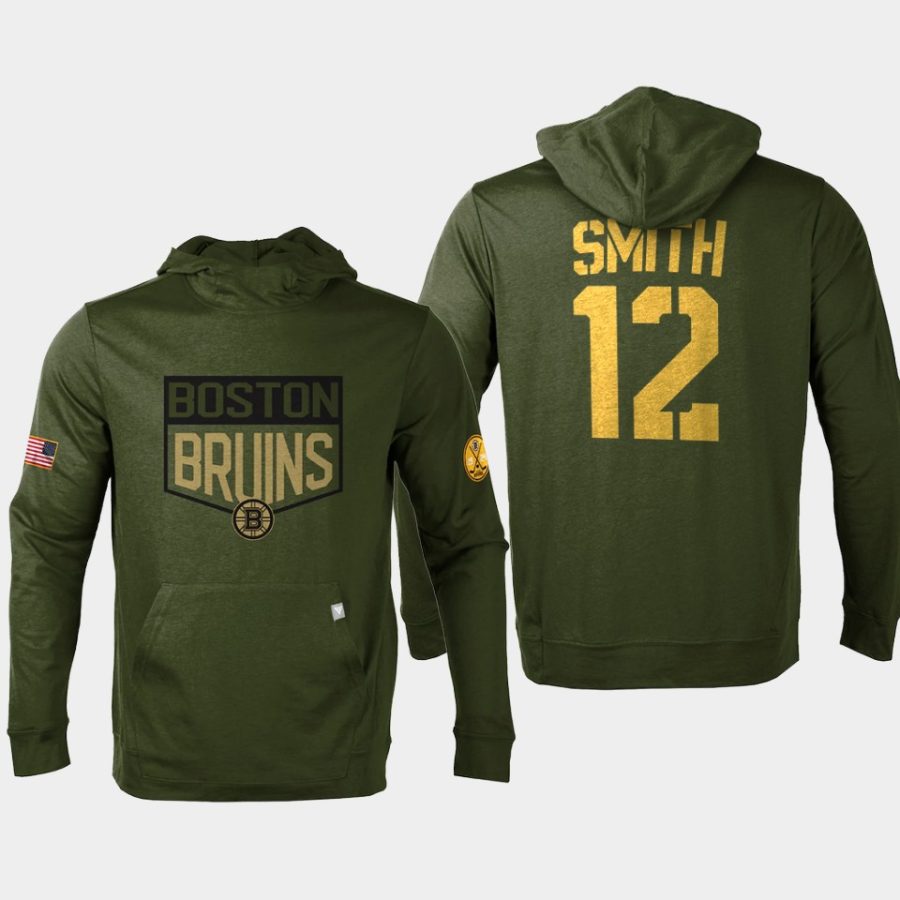 bruins craig smith olive 2022 salute to service levelwear pullover hoodie