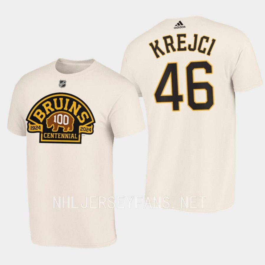 bruins david krejci cream 100th centennial t shirt