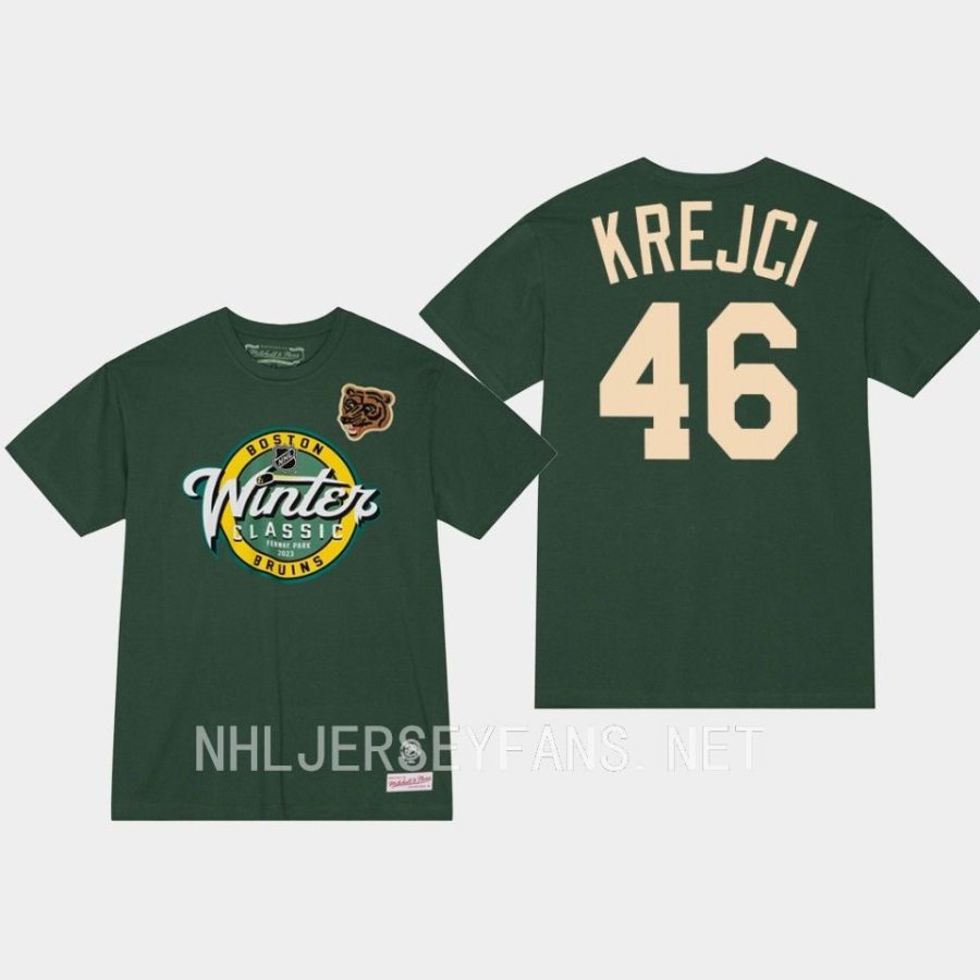 bruins david krejci green lockup tee 2023 winter classic t shirt