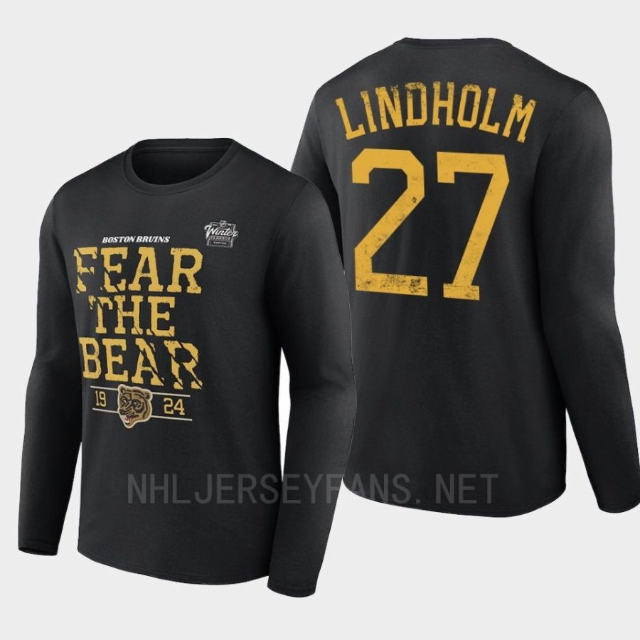 bruins hampus lindholm black 2023 nhl winter classic long sleeve local t shirt