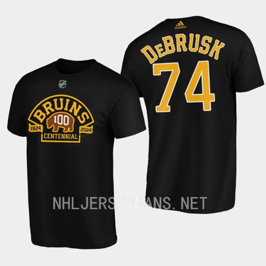 bruins jake debrusk black 100th anniversary t shirt