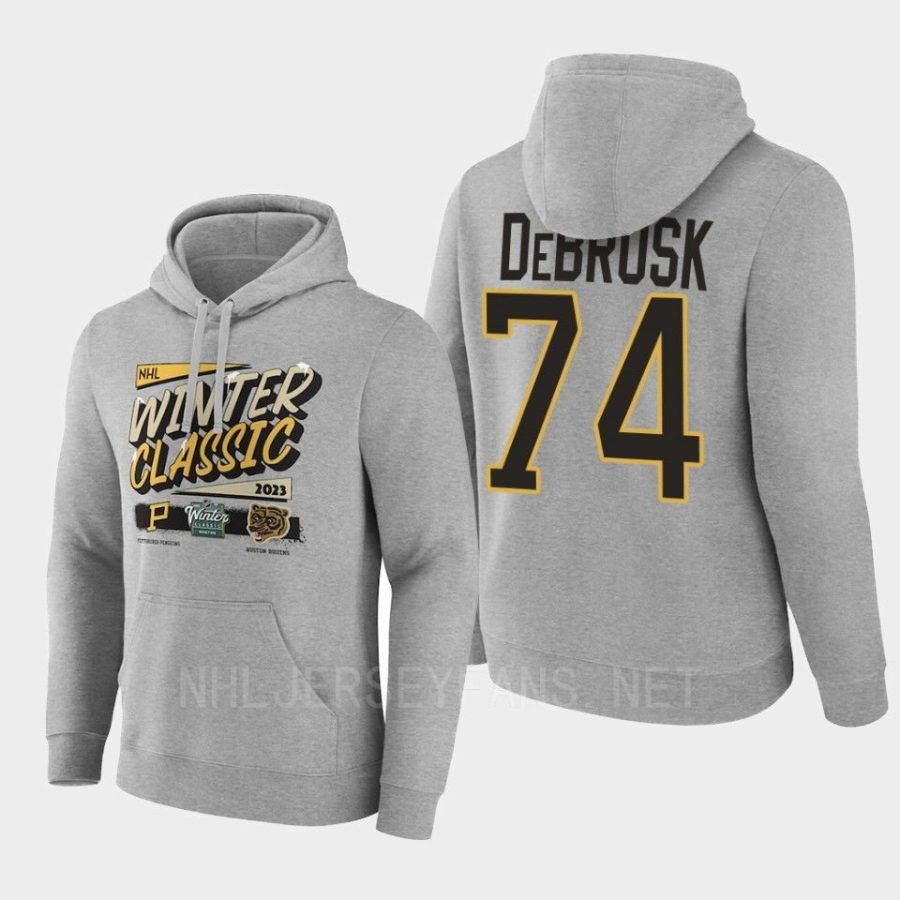 bruins jake debrusk grey 2023 winter classic matchup hoodie