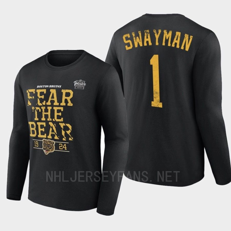 bruins jeremy swayman black 2023 nhl winter classic long sleeve local t shirt