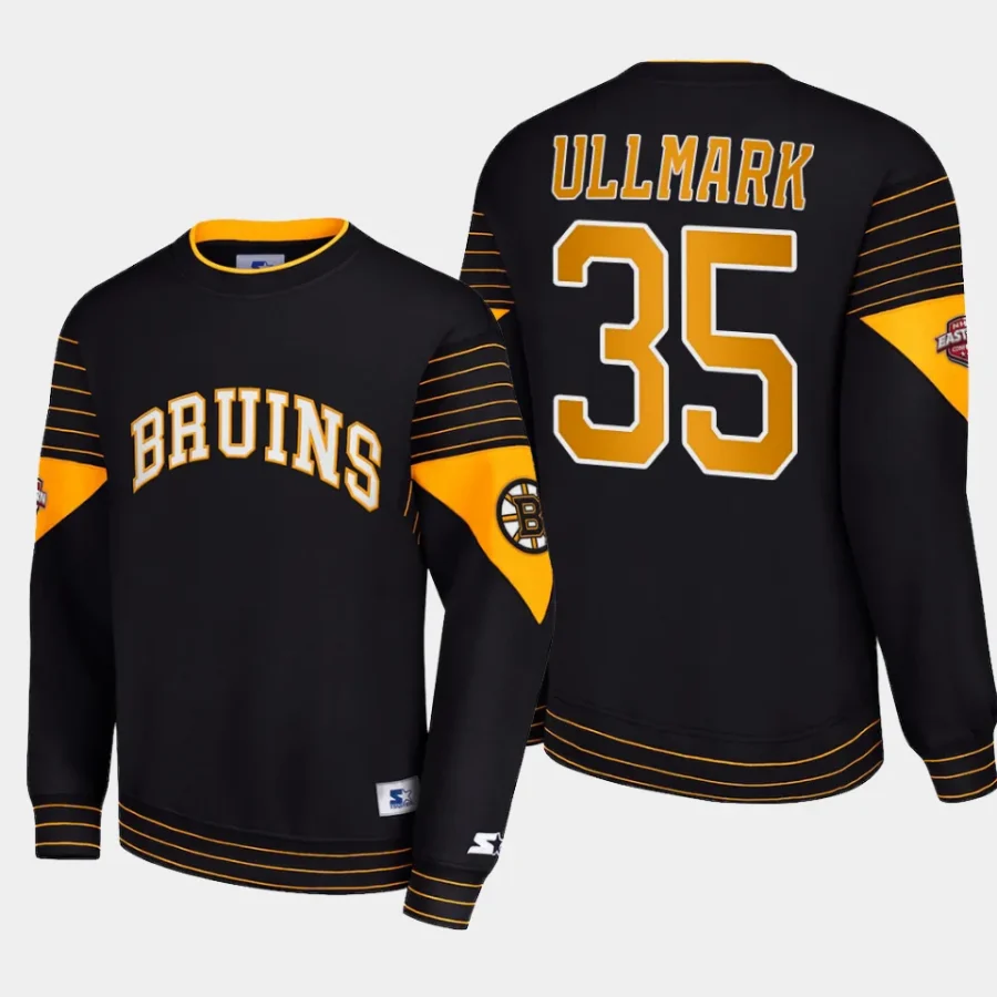 bruins linus ullmark black faceoff starter pullover sweatshirt