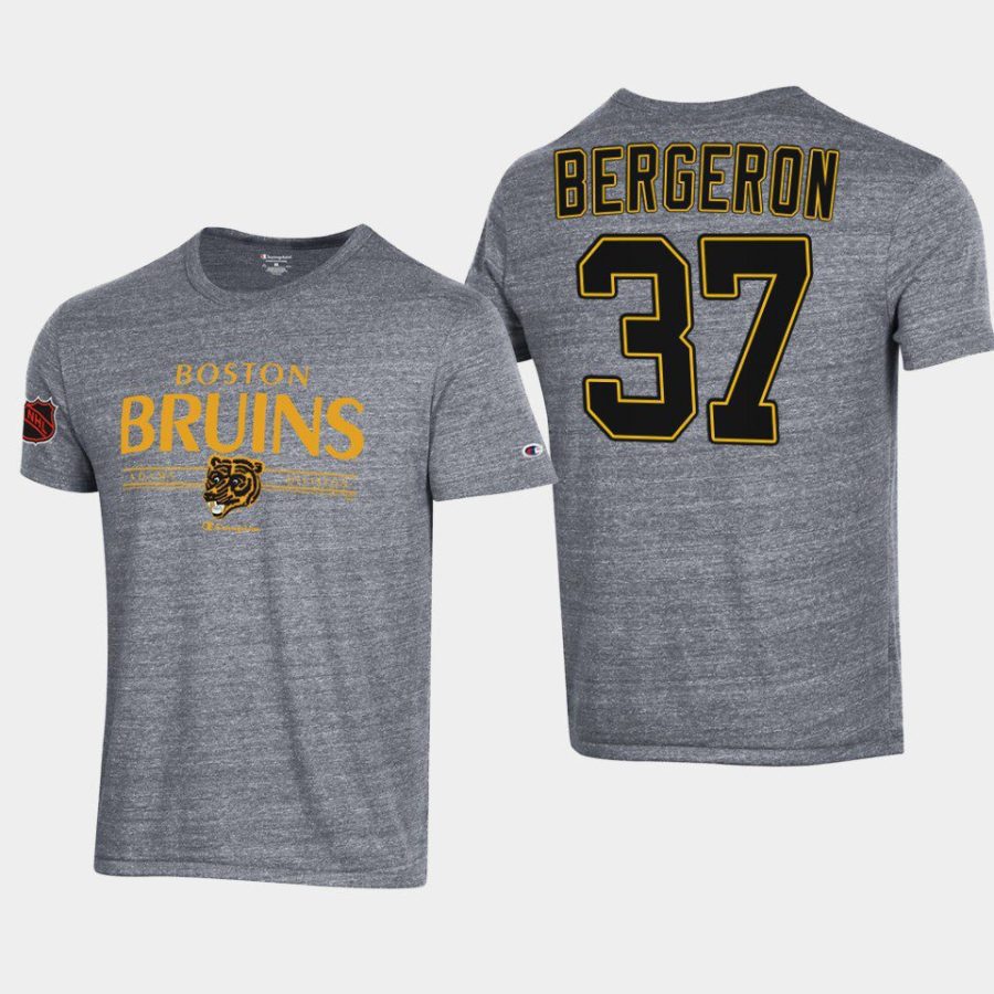 bruins patrice bergeron gray tri blend champion t shirt