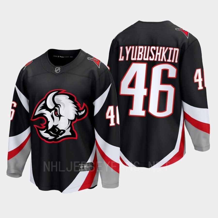 buffalo sabres ilya lyubushkin goathead third 2022 23 premier breakaway player jersey black