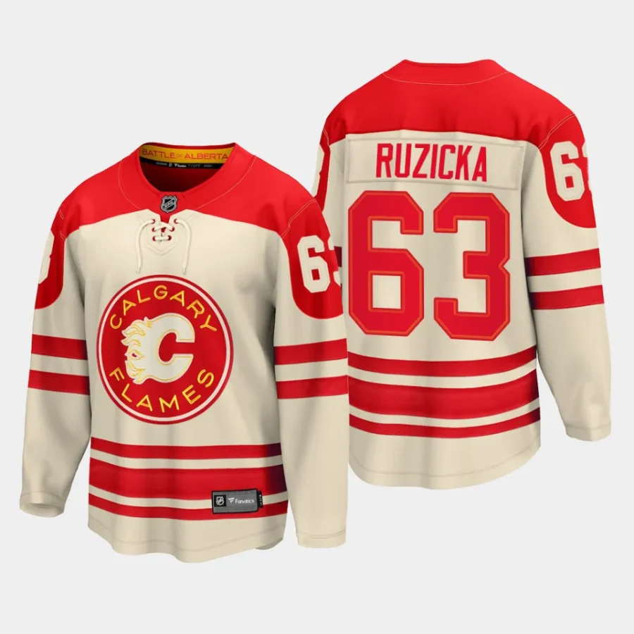 calgary flames adam ruzicka 2023 nhl heritage classic premier breakaway player jersey cream