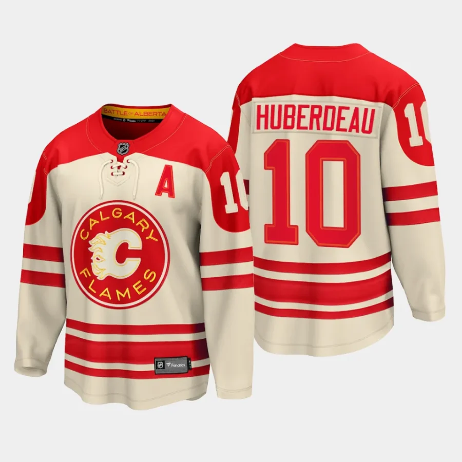 calgary flames jonathan huberdeau 2023 nhl heritage classic premier breakaway player jersey cream