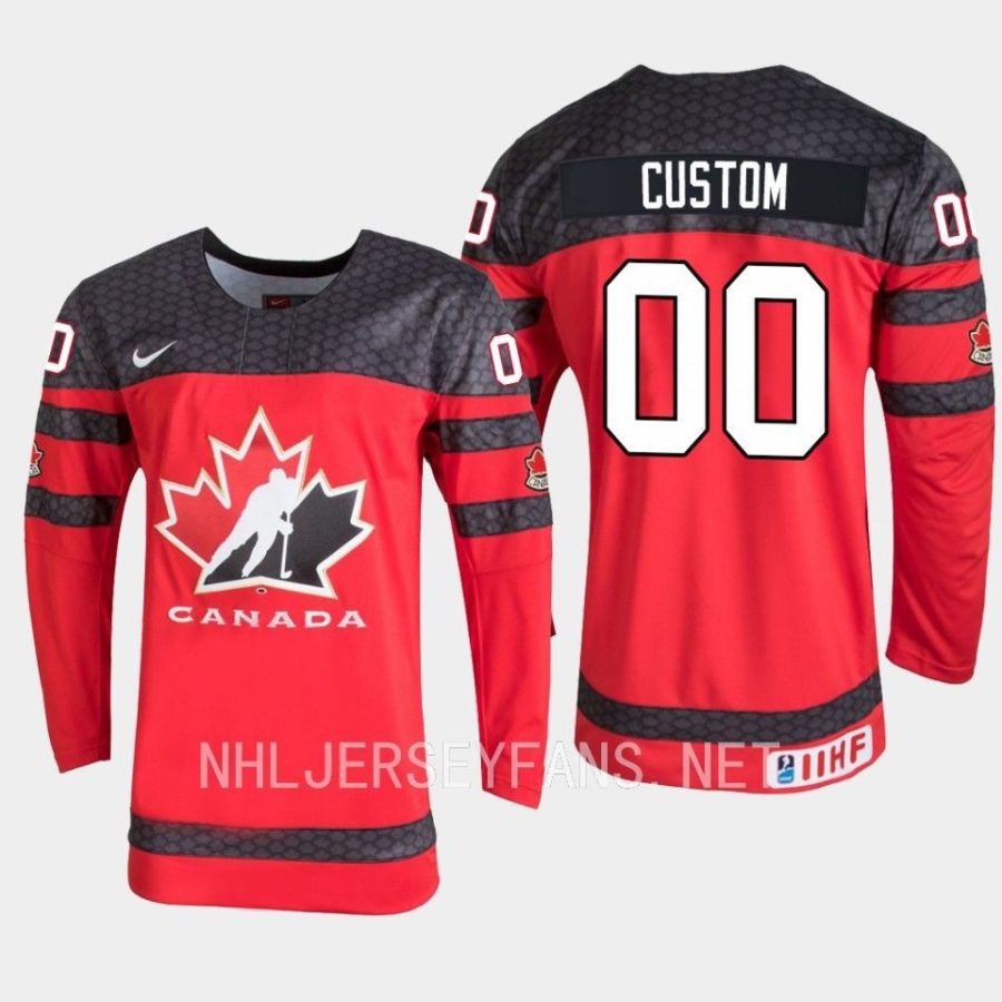 canada custom 2023 iihf world junior championship jersey red