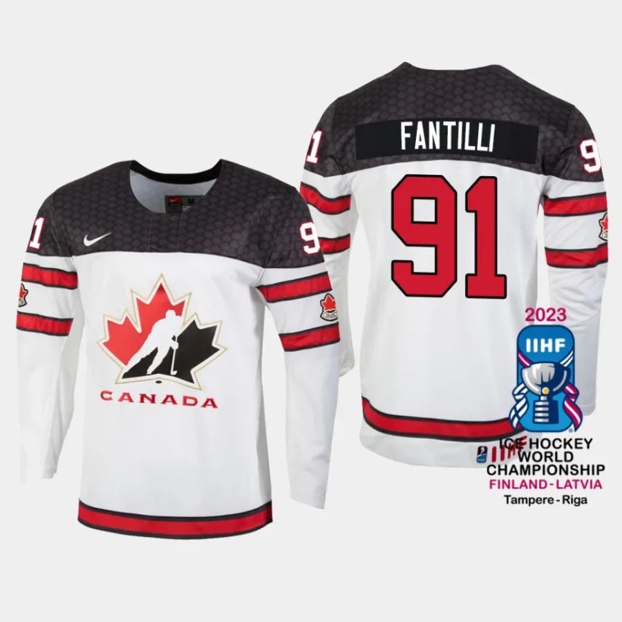 canada hockey adam fantilli 2023 iihf world championship men home jersey white