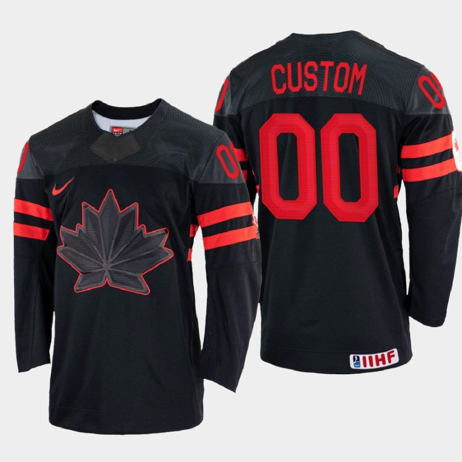 canada hockey custom 2022 iihf world championship replica jersey black