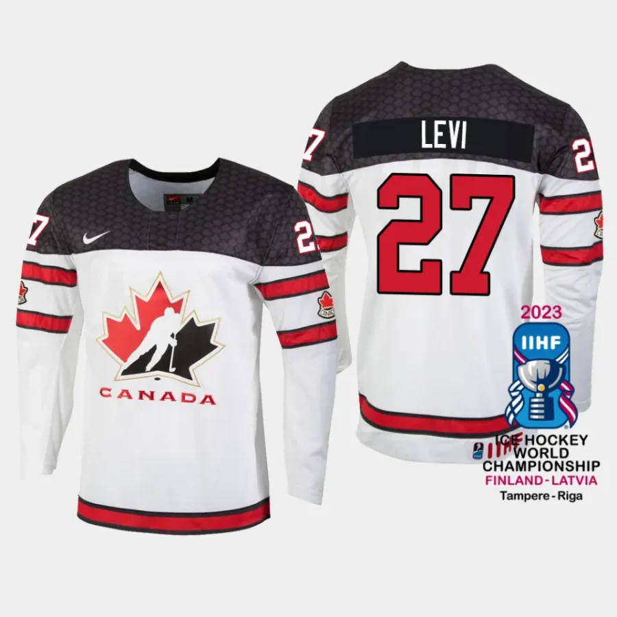 canada hockey devon levi 2023 iihf world championship men home jersey white