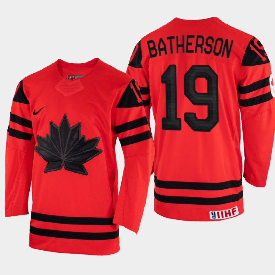 canada hockey drake batherson 2022 iihf world championship away jersey red