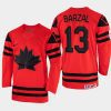 canada hockey mathew barzal 2022 iihf world championship away jersey red