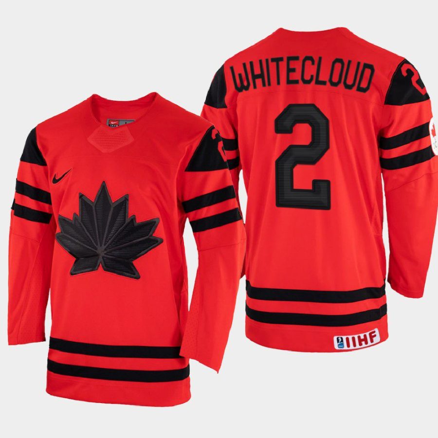 canada hockey zach whitecloud 2022 iihf world championship away jersey red