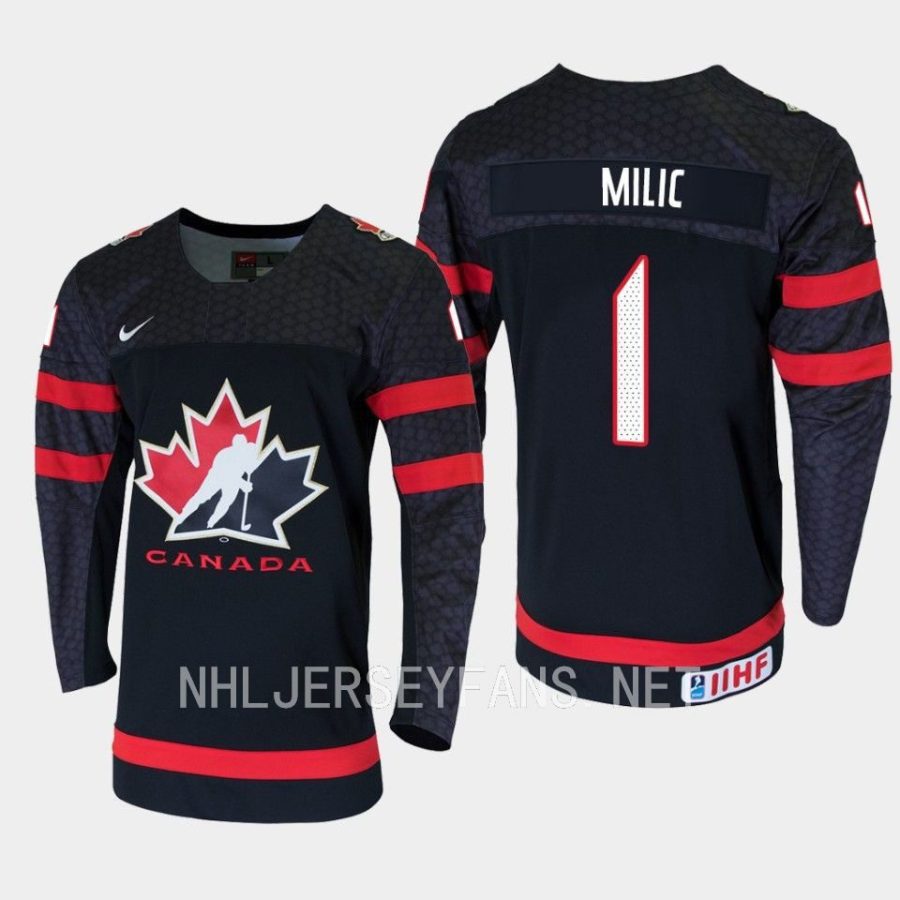 canada thomas milic 2023 iihf world junior champions jersey black