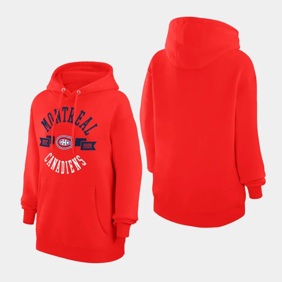 canadiens women red city graphic fleece pullover hoodie