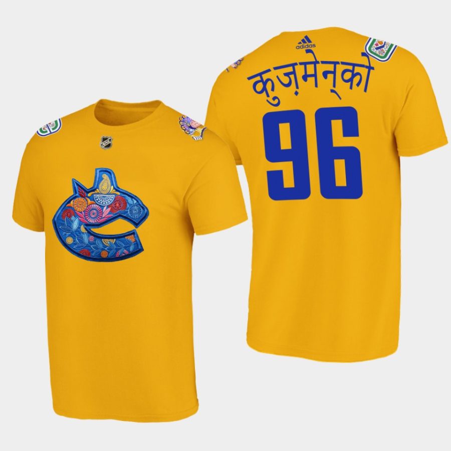 canucks andrei kuzmenko yellow diwali night limited t shirt