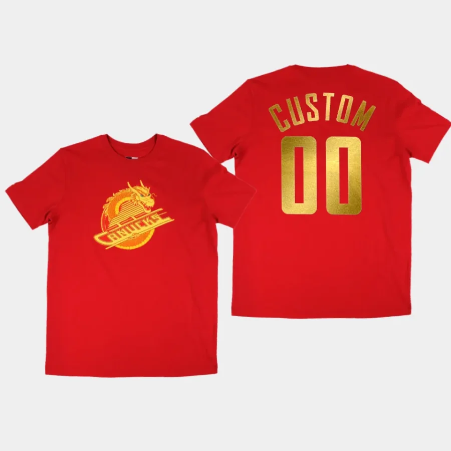 canucks custom red 2024 lunar new year t shirt