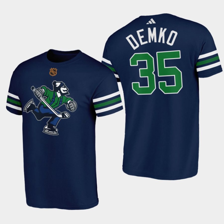 canucks thatcher demko navy johnny canuck reverse retro t shirt