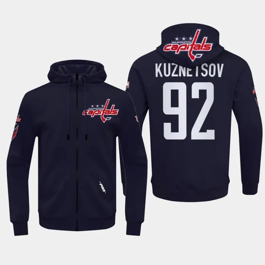 capitals evgeny kuznetsov navy classic chenille full zip jacket hoodie