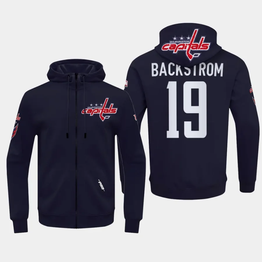 capitals nicklas backstrom navy classic chenille full zip jacket hoodie