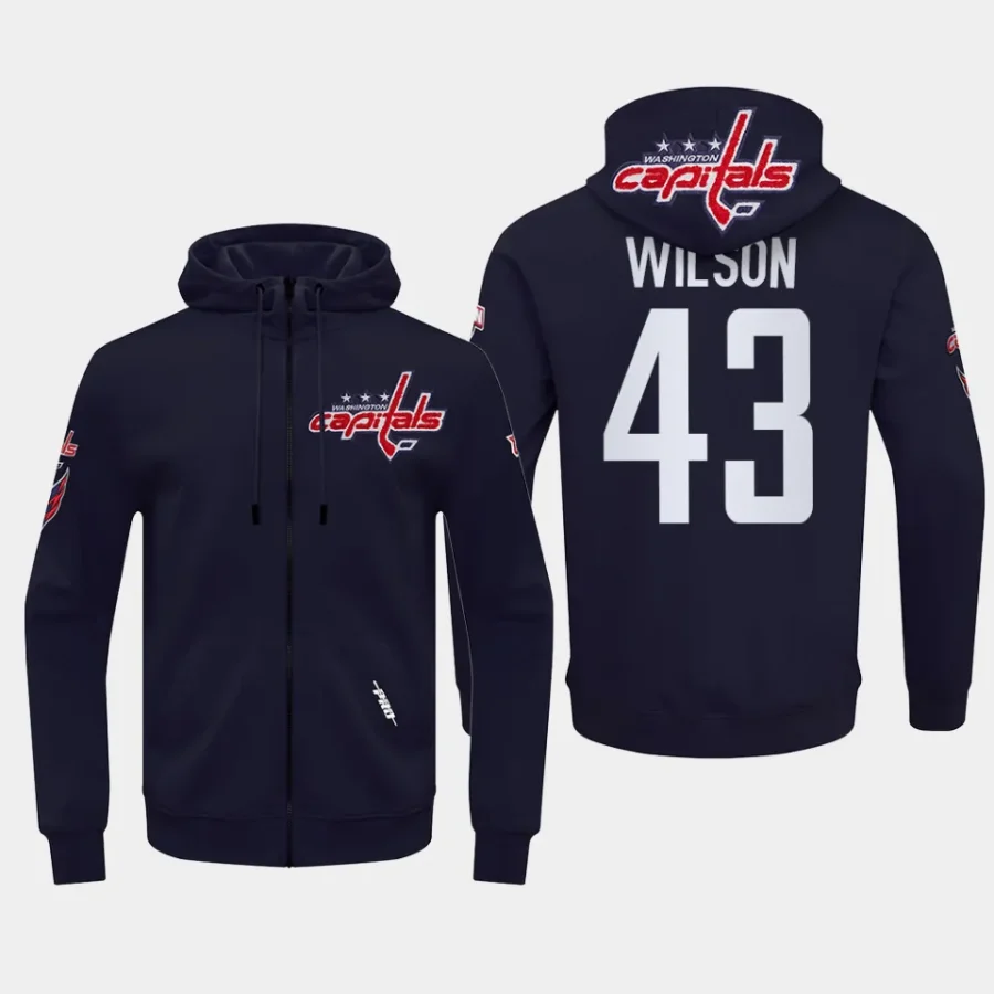 capitals tom wilson navy classic chenille full zip jacket hoodie