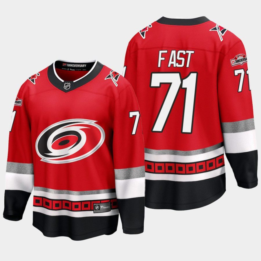 carolina hurricanes jesper fast 25th anniversary premier jersey red