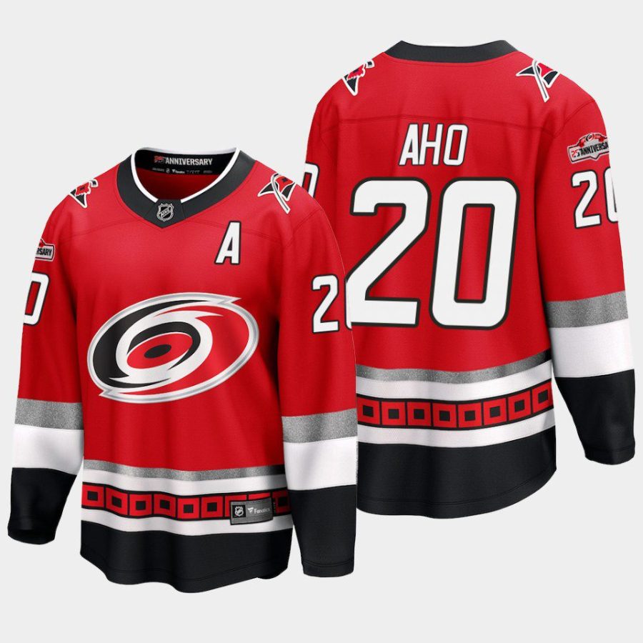 carolina hurricanes sebastian aho 25th anniversary premier jersey red